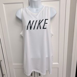 Nike White with Black Logo Dri-Fit Tank Women Size Medium EXCELLENT